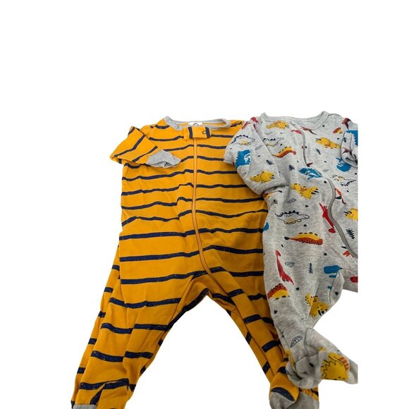 Lot of 3 Boys Infant Baby Size Newborn Long Sleeve SLeeper Pajamas Full Zip Dino - Picture 4 of 4